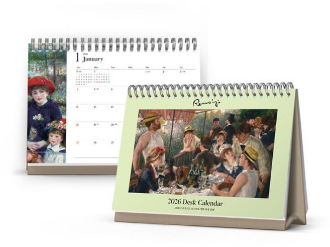 아르누보 2026년 피에르 오귀스트 르누아르 명화 탁상 달력, 혼합색상, 1개