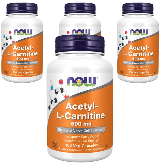 나우푸드 아세틸-L-카르니틴 500mg 베지 캡슐, 100정, 4개 - 쿠팡