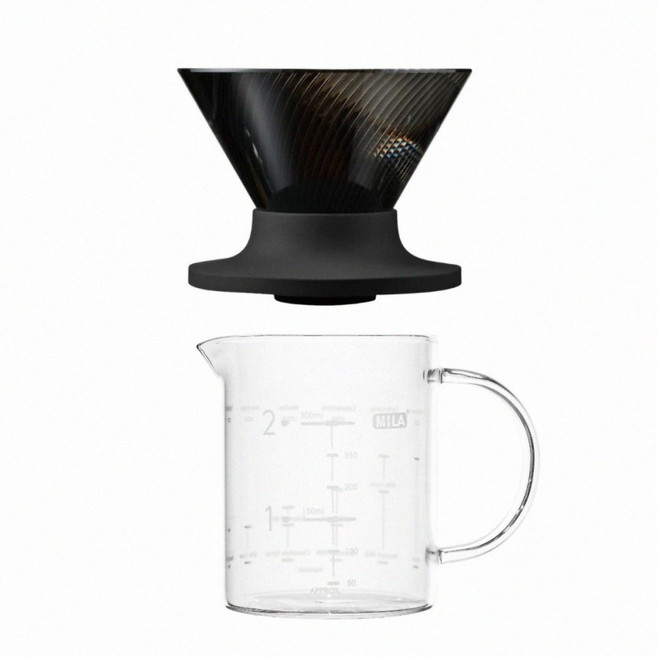 HARIO V60 濾杯與咖啡配方量杯組合, 黑, 1個