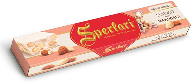 Sperlari Torrone 전통 이탈리아 캔디 - 꿀 시트러스 및 바삭한 슬라이스 아몬드가 들어간 고메 하드 누가 - 홀리데이 이탈리아 누가 달콤한 간식 - 선물용 풀 사, 1, 150g