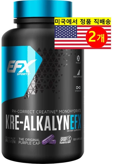 EFX Sports 이에프엑스 스포츠 크레알카린 Kre-Alkalyn EFX, 120정, 2개 - 쿠팡