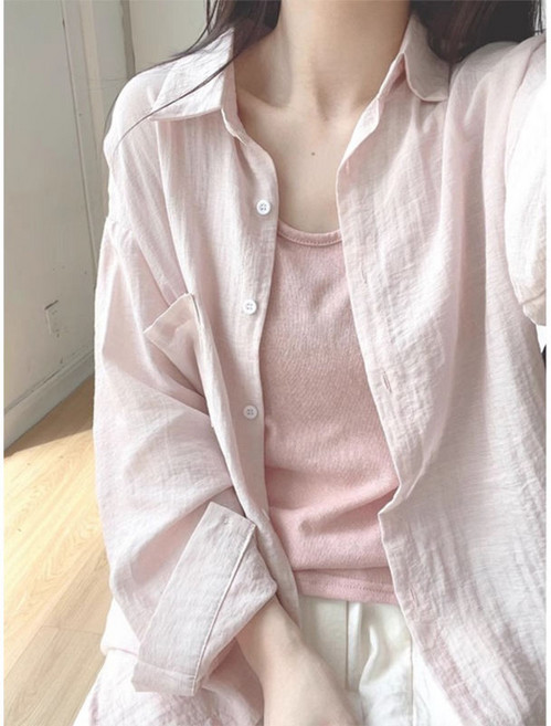 大碼胖mm亞麻襯衫女秋冬新款設計感休閒寬鬆罩衫外套棉麻防曬襯衣