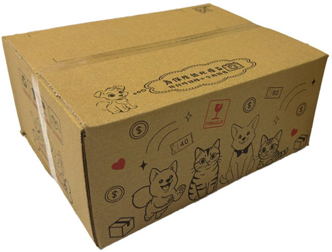 B楞(浪)三層瓦楞紙箱 台灣製造 超商店到店寄件適用, 彩繪毛孩版面, 1個