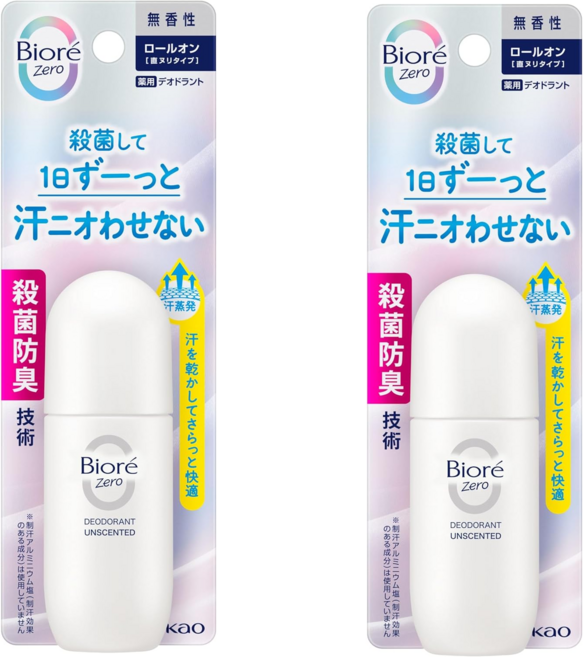 비오레 Zero 땀냄새제거 약용 데오드란트 롤온 무향, 2개