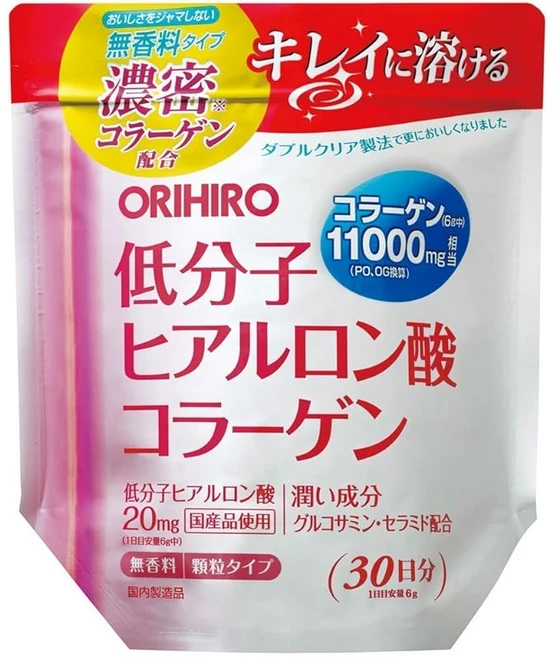 세트 판매 오리히로 저분자 히알루론산 콜라겐 봉투 타입 (180g)×3개 세트 무향료 과립타입, 180g - 쿠팡