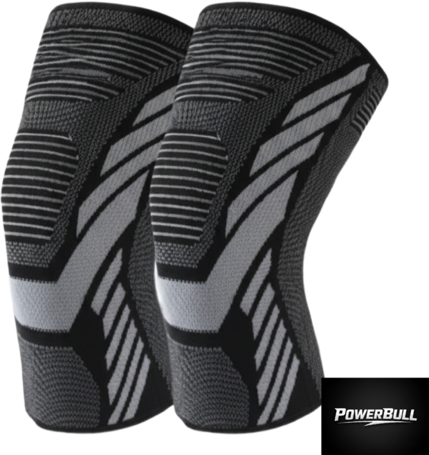 파워불 무릎보호대 연골 관절 고탄력 유씨아 2P 1세트, 블랙