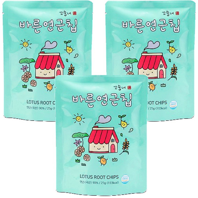 꼬숩네 기름기없이 담백 고소한 무농약 연근칩 3팩, 3개, 25g