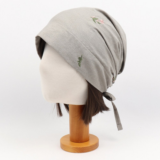 비토스 국내제작 꽃 자수 순면 밴딩 두건 중년 여자 실내 모자 항암모자