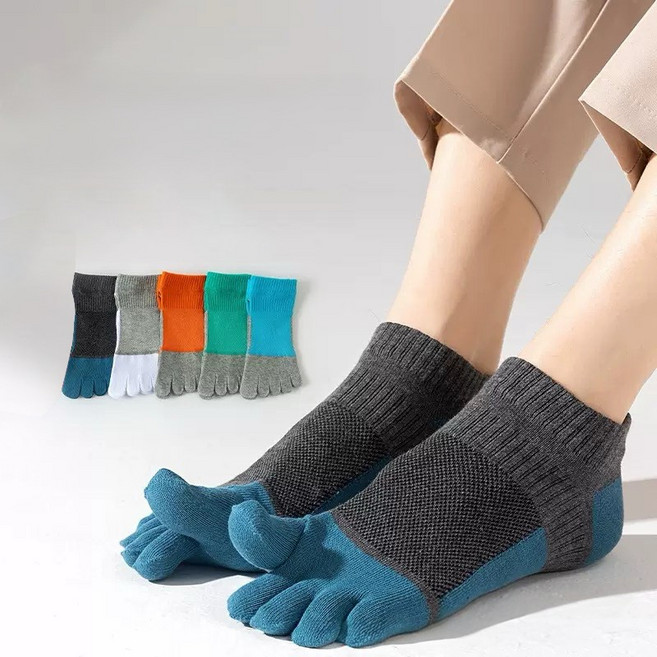 루미또와 남성 땀흡수 통기성 무좀 발가락양말 5컬레, 혼합세트A, 1세트