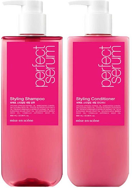 미쟝센 퍼펙트 스타일링 세럼 헤어케어세트 680ML (샴푸+컨디셔너), 1개