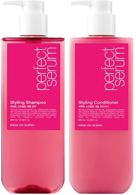 미쟝센 퍼펙트 스타일링 세럼 헤어케어세트 680ML (샴푸+컨디셔너), 1개 - 쿠팡