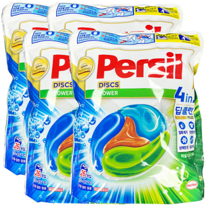 퍼실 디스크 파워 세탁 캡슐세제 파우치, 26개입, 4개