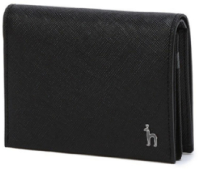 헤지스 남성 블랙 천연 소가죽 배색 포인트 명함 카드 지갑 HJHO1F610BK