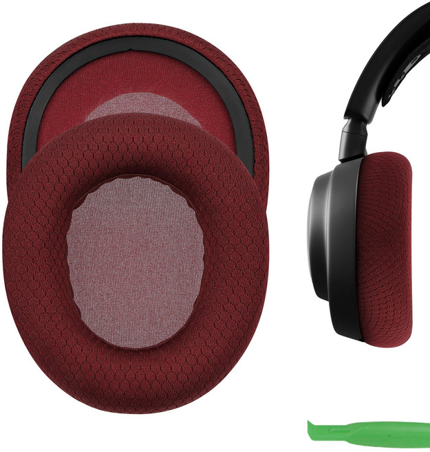 Geekria 컴포트 메시 패브릭 교체용 이어 패드 스틸시리즈 Arctis Nova Pro 유선 /Nova1/Nova3/Nova7 게이밍 헤드셋 이어 쿠션과 호환, 빨간색