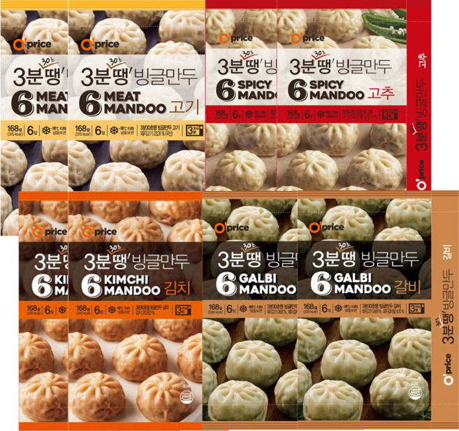 오프라이스 3분땡 빙글 만두 4종 (갈비+김치+고기+고추) 피시방 자취 라면, 2세트, 672g