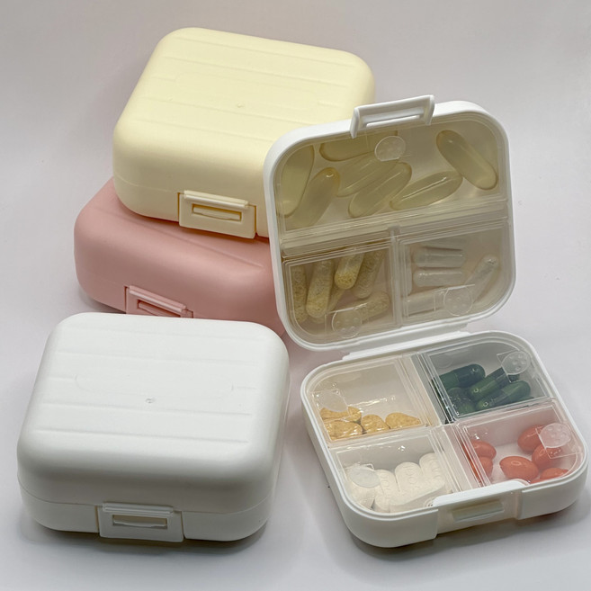 아윤 파스텔 휴대용 일주일 약통 케이스 미니 1+1, 1세트, 화이트+레몬