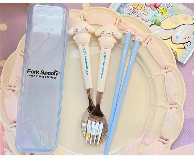 산리오 수저세트 스푼 포크 젓가락, 1개, 시나모롤