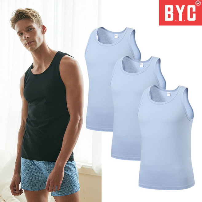 BYC 남성 단색 런닝 유색 민소매 이지케어 런닝
