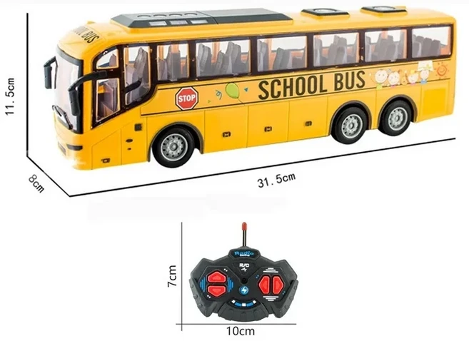 Rc 버스 전기 원격 제어 자동차 라이트 학교 도시 모델 27Mhz 소년 14세 이상를위한 무선 장난감, 01 빠른  Mainland, 01 yellow