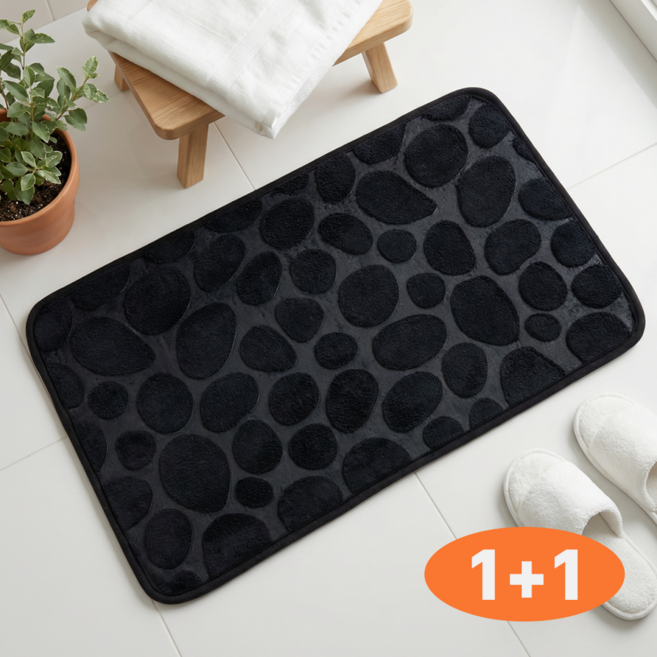아르몰 1+1 미끄럼방지 푹신한 발매트 욕실매트, 2개, 블랙