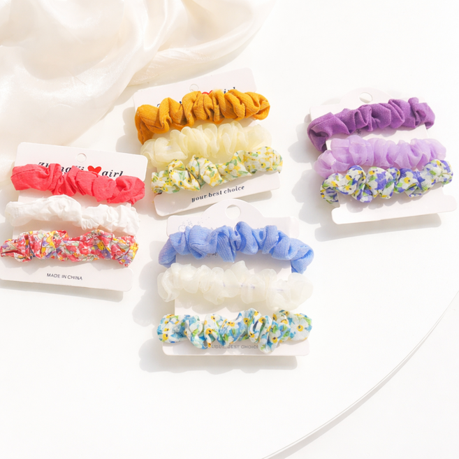 러블리 플라워 헤어슈슈 여성 머리끈 곱창밴드 12P 세트