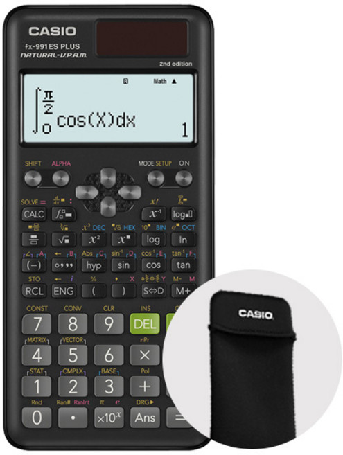카시오 공학용 계산기 FX-991ES PLUS 2+계산기 파우치 세트, 블랙+파우치