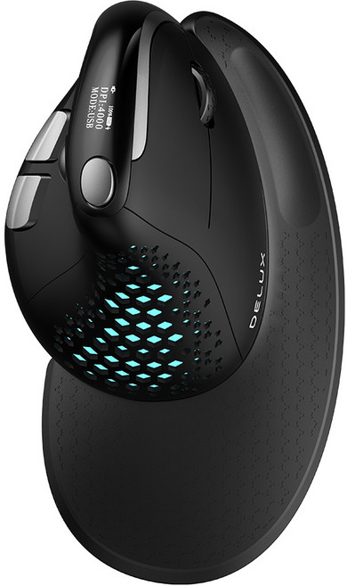 버티컬 마우스Delux Seeker M618XSD 인체 공학적 수직 마우스 OLED 스크린 USB 무선 + BT 5.0 PC 노트북 용, 02 M618XSD Black, 한개옵션1