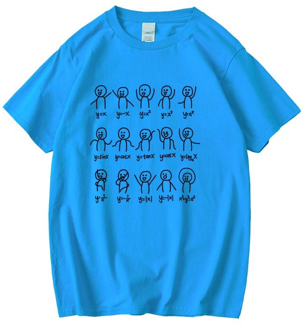 수학 함수 그래프 이모티콘 프린팅 반팔 티셔츠 공학 학생 단체티 다양한 컬러