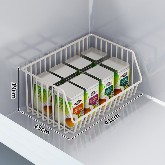 冰櫃內部置物架可疊加隔層架子冰箱多層分隔框吊籃食品收納筐, 1個, 白色單層大號