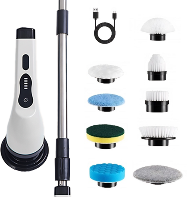 케이엠 다용도 무선 전동 욕실청소기 9종헤드 LED 디스플레이 화장실청소기, 1개, JY-6010 케이엠 다기능 전동 청소기