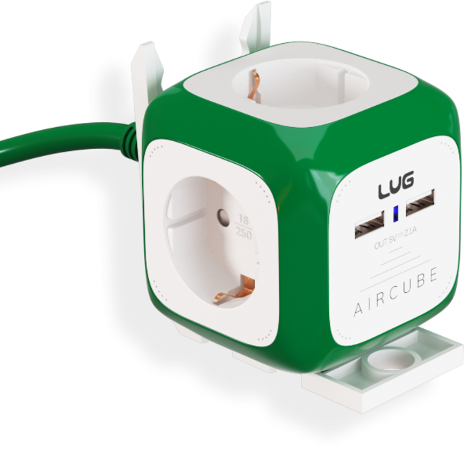 에어큐브 usb 2포트 납작 멀티탭, 5m, 그린, 1개