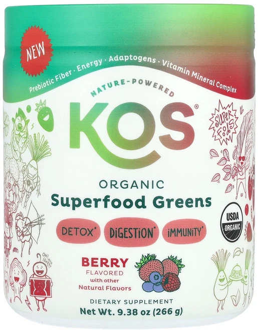 KOS Superfood Greens Berry 9.38 oz 266 g, KOS, Superfood Greens, Berry,, 266g, 1개 - 쿠팡