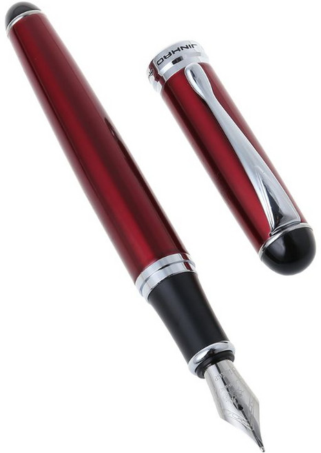 Jinhao x750 럭셔리 남성 만년필 비즈니스 학생 추가 펜촉을위한 0.5mm, 투명한 빨간색, 투명한 빨간색