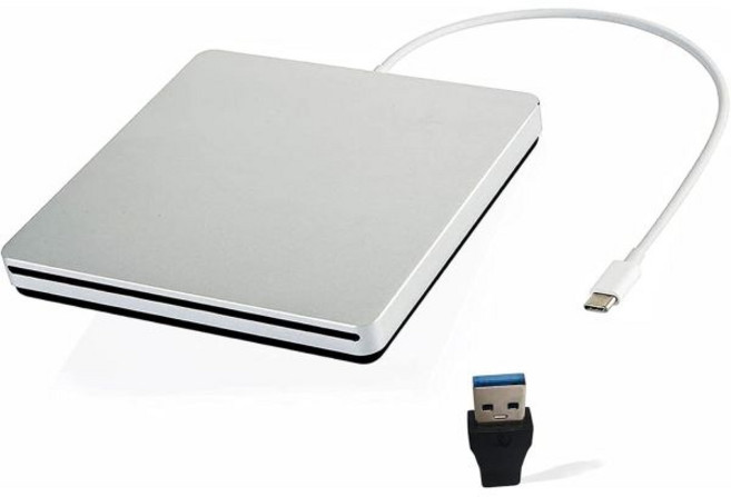 MacBook ProAirMacM1LaptopWindows10용 외장 CD DVD 드라이브 USB C 울트라 슬림 휴대용 플레이어 버너라이터리더 슈퍼드라이브 디스크 복제기실버