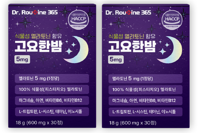 닥터루틴365 식물성 멜라토닌 고요한밤 5mg, 2개, 30정