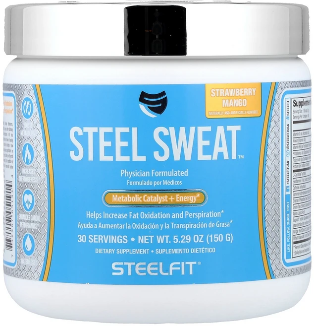 SteelFit Steel Sweat™ Metabolic Catalyst + Energy Strawberry Mango 5.29 oz (150 g), SteelFit, Steel Sweat™, Metabo, 150g, 1개 - 쿠팡