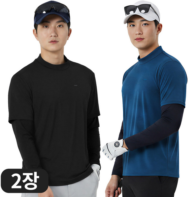 디퍼디 남성 프리미엄 냉감 반목 쿨티 쿨토시 일체형 티셔츠 스포츠 골프웨어 등산 작업복 2장세트