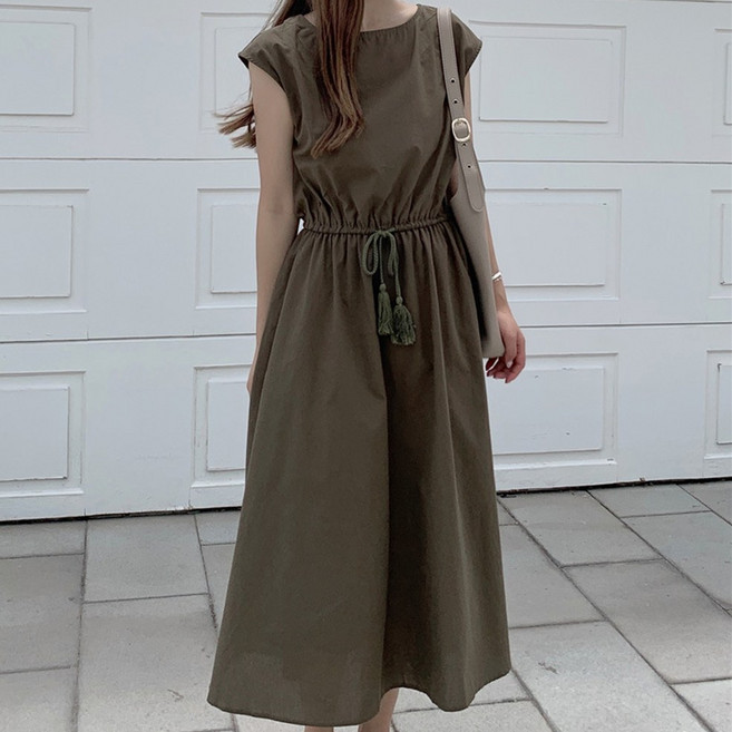 데일리바이블 바스락 린넨 롱 원피스 여름 나시 휴양지 원피스