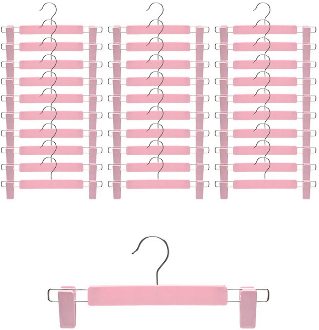 아워리빙 파스텔 논슬립 회전형 치마 바지걸이, 핑크, 30개