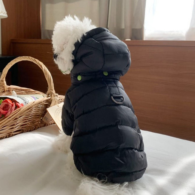 강아지패딩 거위털 구스 하네스 강아지겨울옷 애견 S-2XL, 후드패딩