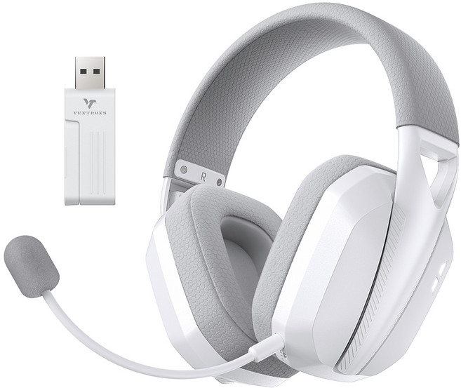 벤트론스 무선 게이밍 헤드셋 2.4G C타입 7.1가상채널 PC PS 게임 블루투스, 화이트, CT780 LITE