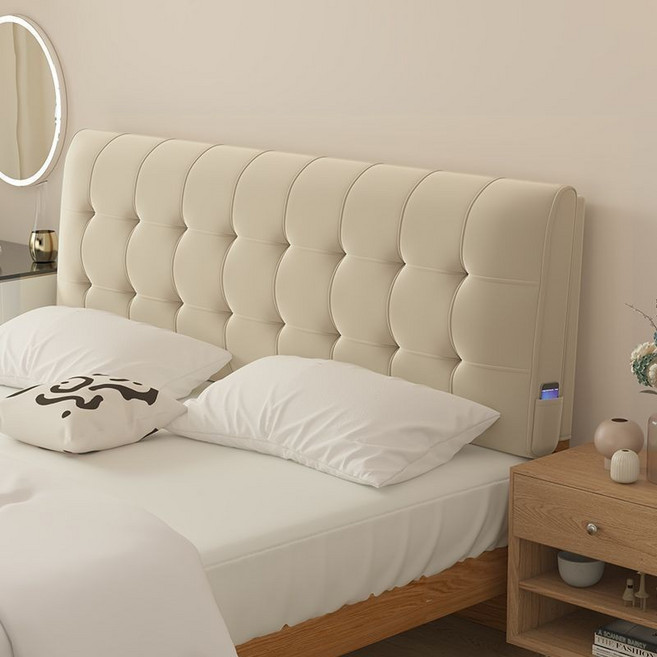 臺南出貨 床頭靠墊 榻榻米床頭軟包 現代簡約雙人靠背墊 (可拆洗), 臥室新寵係列【米駝格+無床頭】,150x60x10cm【大靠包】