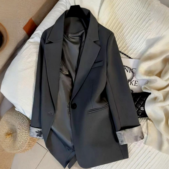 여성 테일러드 자켓 클래식 원버튼 블레이저