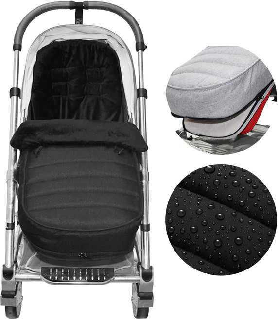 키즈브릭스 유모차 방한 극세사 풋머프, 1개, 블랙