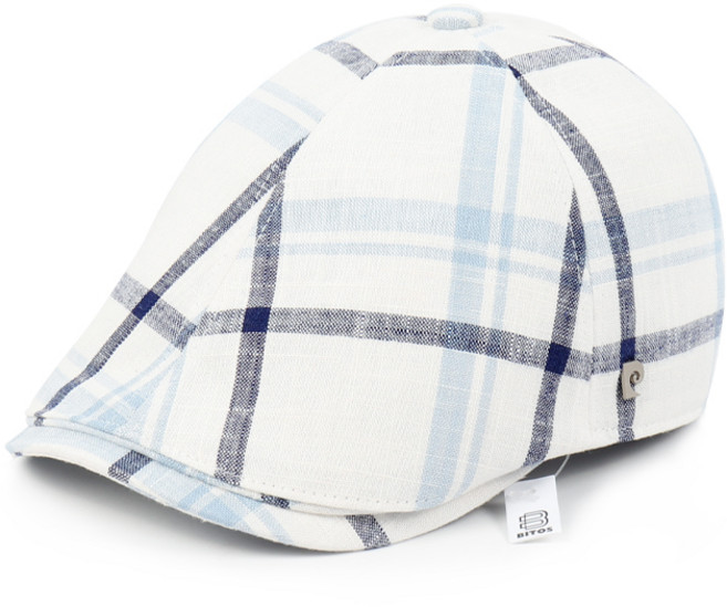 비토스 피에르가르뎅 면 린넨 체크 헌팅캡
