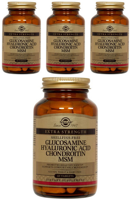 SOLGAR 葡萄糖胺玻尿酸軟骨素MSM補充錠, 60顆, 4罐