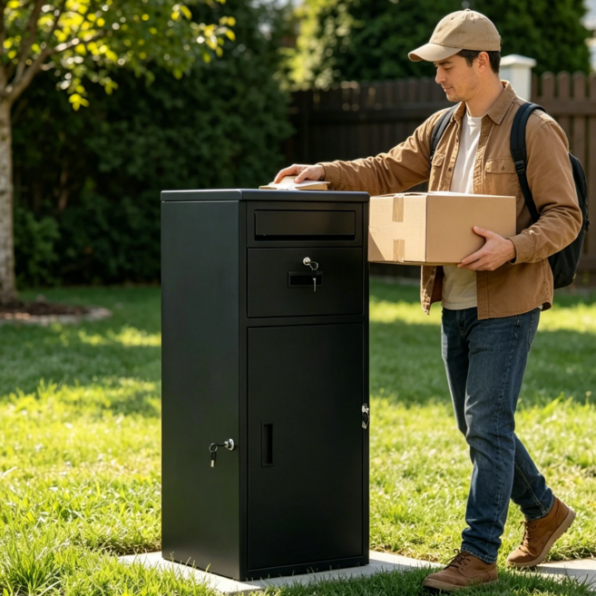 택배함 단독주택 택배보관 택배보관함 무인택배함 택배보관박스가정용 900MM*400MM*420MM, 1단, 검은색