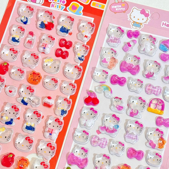 3D 입체스티커 산리오 키티 다꾸 폰꾸, 1세트, 헬로키티 핑크