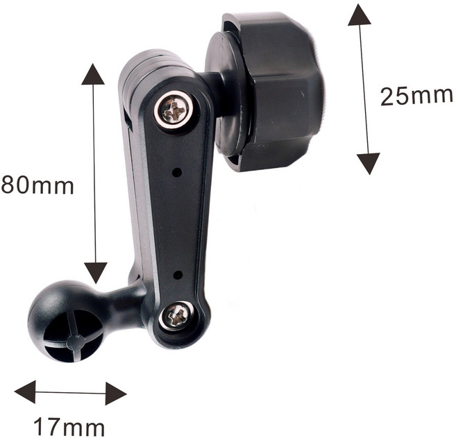 17mm 2중 관절 C형 차량 거치대 각도 위치 미세조정 브라켓 17mm 볼헤드 네비 시야 조절 맥세이프 방향 조절 거치대 확장 부품, 블랙, 1개