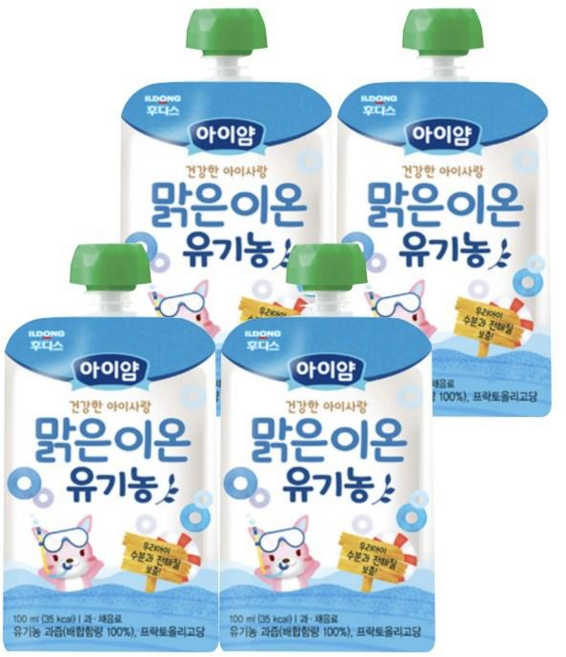 아이얌 아이사랑 맑은이온 유기농 주스, 100ml, 4개, 배 + 사과 + 백포도 혼합 이온음료맛